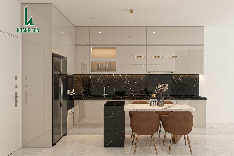 Tủ bếp gỗ công nghiệp MDF phủ Acrylic 