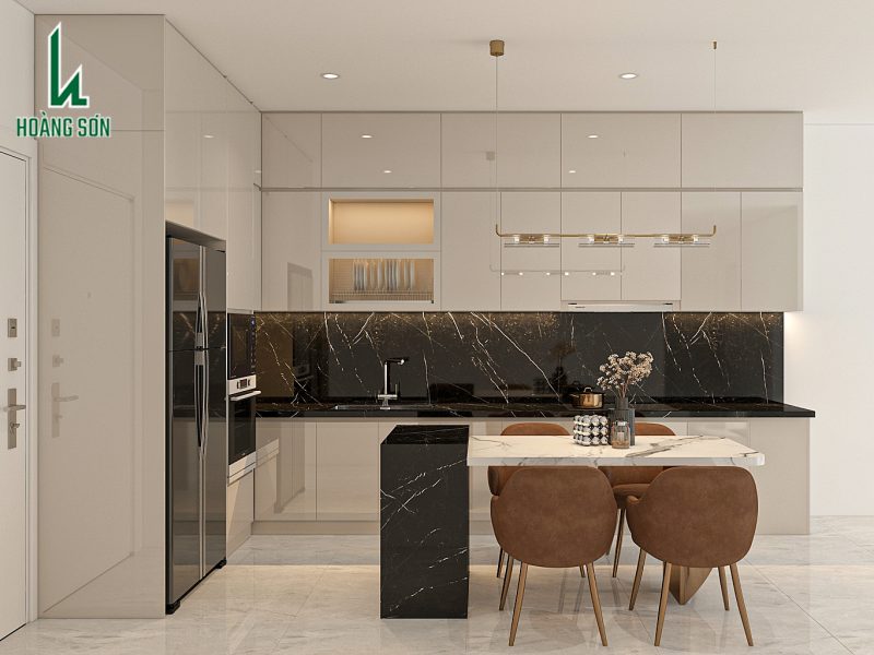 Tủ bếp gỗ công nghiệp MFD phủ Acrylic