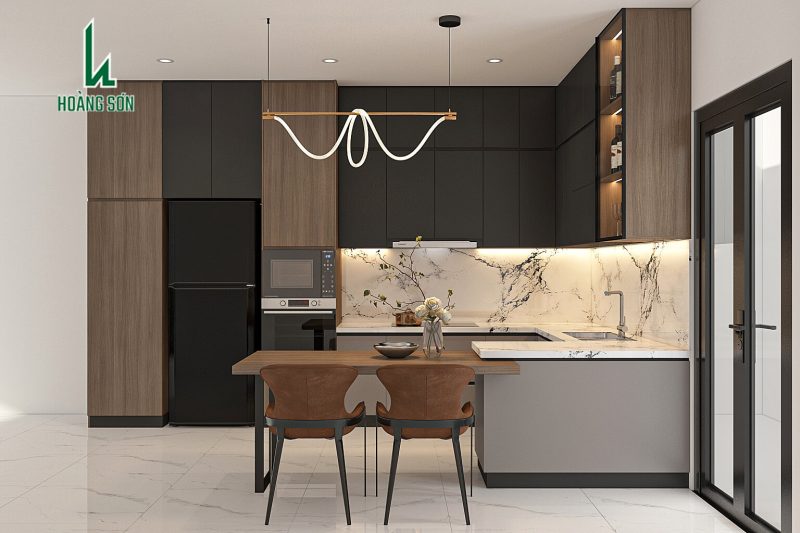 Tủ bếp MDF phủ Melamine hiện đại, sang trọng 