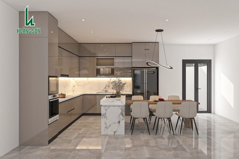 Tủ bếp gỗ công nghiệp MDF phủ Acrylic TB004