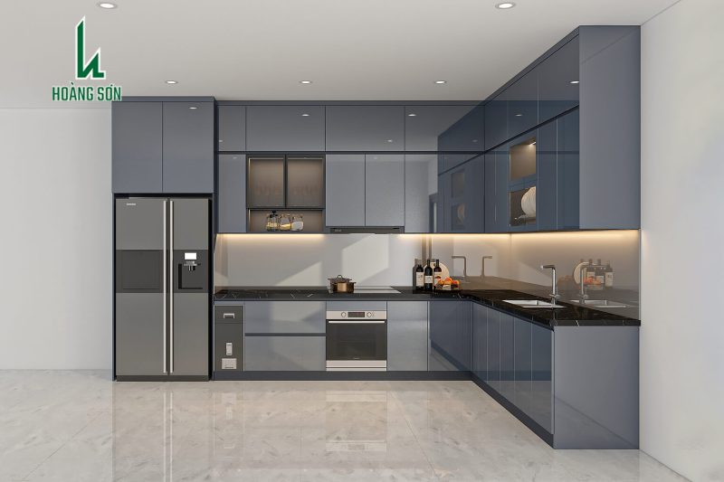 Tủ bếp inox cánh kính 
