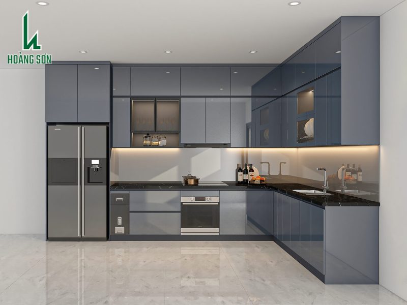 Tủ bếp inox cánh kính