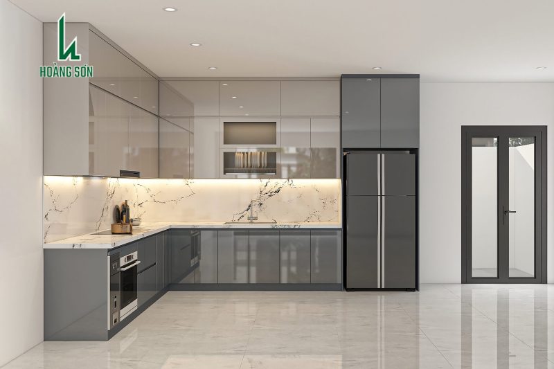 Tủ bếp nhựa phủ Acrylic TB006