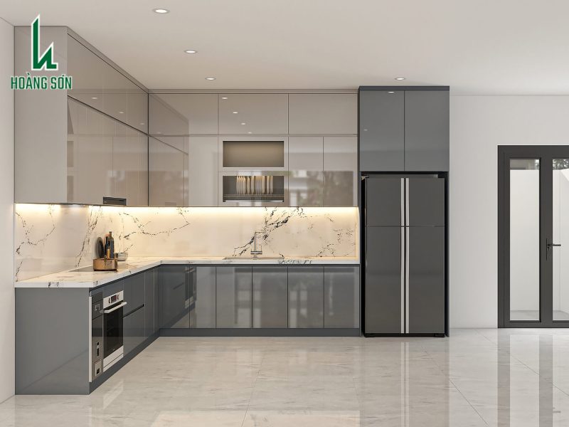 Tủ bếp nhựa phủ Acrylic TB006