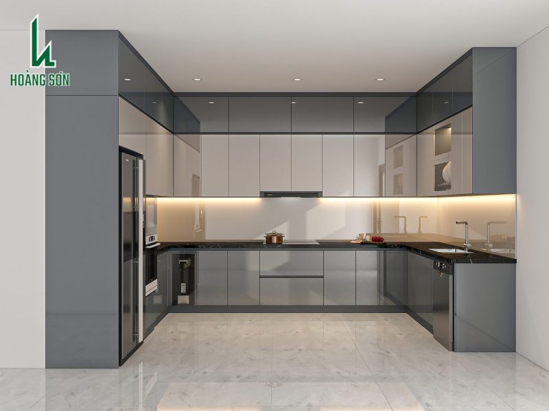 Tủ bếp nhựa phủ Acrylic TB003 hiện đại sang trọng