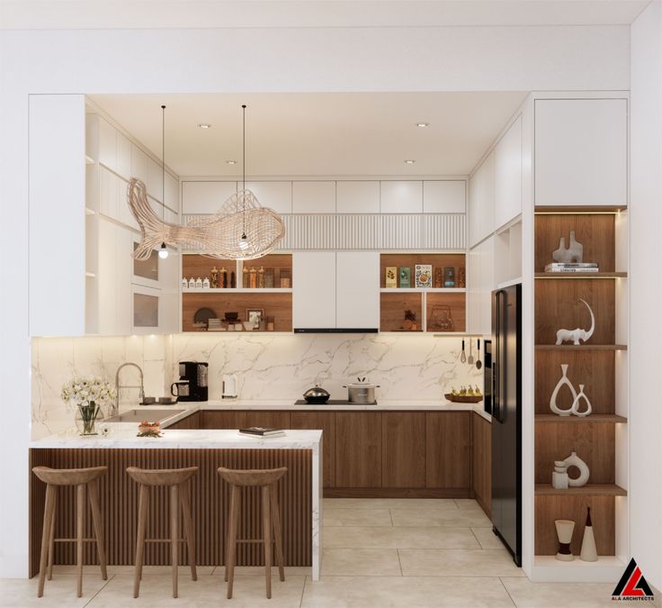 Tủ bếp có quầy bar 